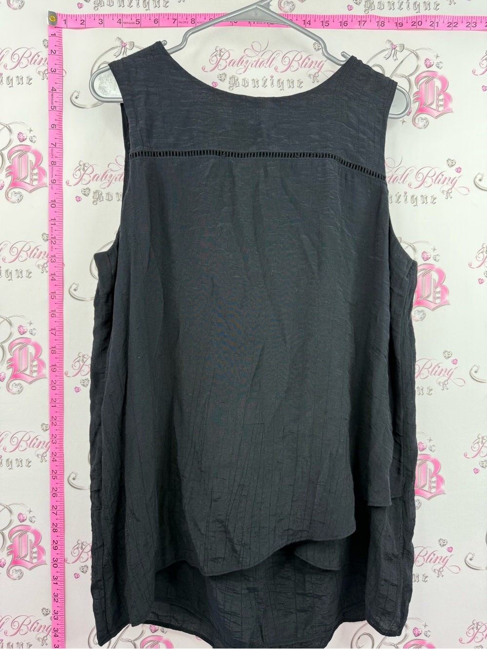Tank top Black Sleeveless Textured Women's Top